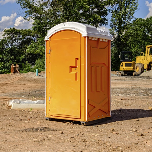 how often are the portable restrooms cleaned and serviced during a rental period in Pershing